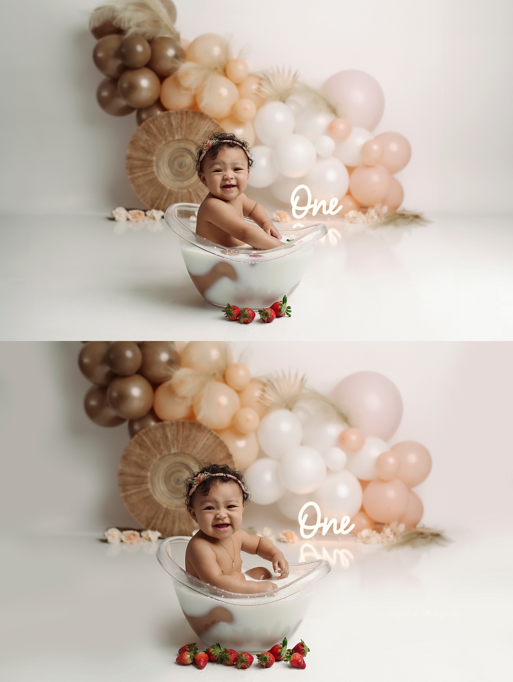 cake smash and milk bath