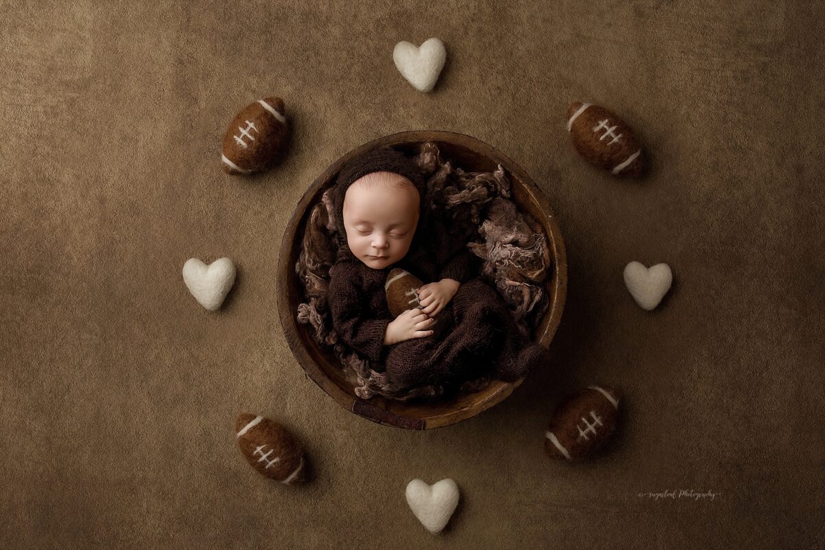 Bel Air newborn photography studio football theme